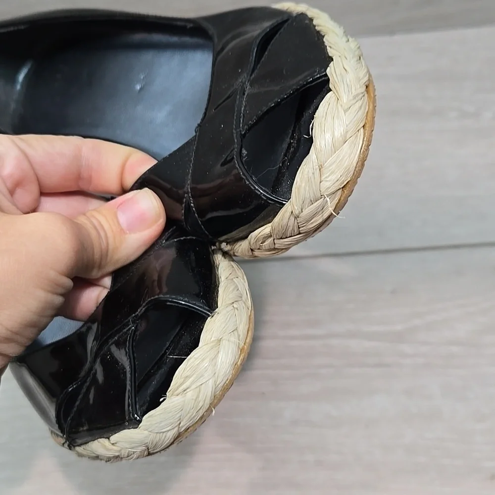 Stuart Weitzman Women Leather Espadrille Wedge Open Toe Sandals shoes sz 9.5M